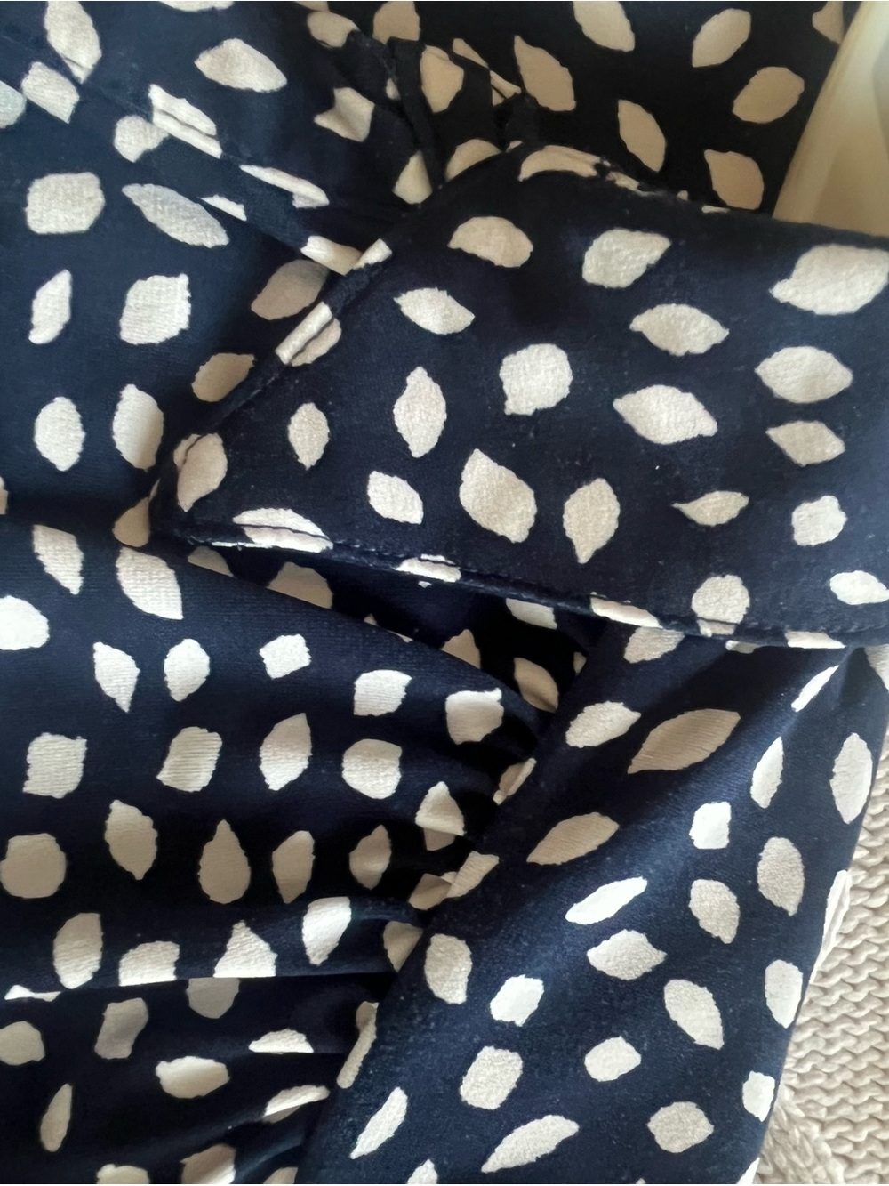 Charter Club Navy Blue 1/2 Button-Up Blouse with Detailed Pattern Size XL - Picture 12 of 16